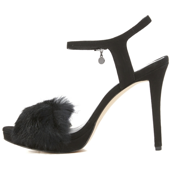 NEW! MICHAEL KORS Women's Rabbit Fur Trim Black Sexy Heels Open-Toe Pumps NWB - Picture 4 of 8